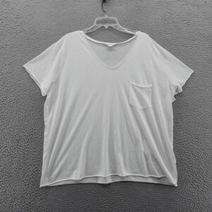 Caslon‎ Womens White V Neck Pocket T Shirt Top Plus Size 2X Casual NEW